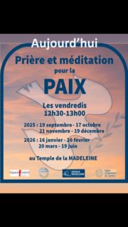 Temps de prière pour la paix aujourd'hui à 12h30 à l'Espace Madeleine.
Rejoignez-nous pour prier ensemble pour la paix !
#prièrepourlapaix #prière #paix #agora #espacefusterie #egliseouverte #citychurch #offenekirche #espacemadeleine #templedelamadeleine #geneve #temple #œcuménique #protestant #reformée #epg #spiritualité #genfreformiert