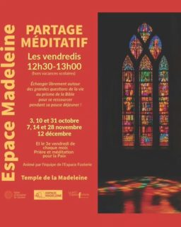 Une méditation - vendredi 10 octobre à 12h30
Une demi-heure d’écoute de la parole, de silence, de recueillement, de musique, de partage
#meditation #silence #recueillement #musique #partage #egliseouverte #citychurch #offenekirche #espacefusterie #espacemadeleine #templedelamadeleine #geneve #temple #protestant #epggeneve #spiritualité #genfreformiert @espacemadeleine